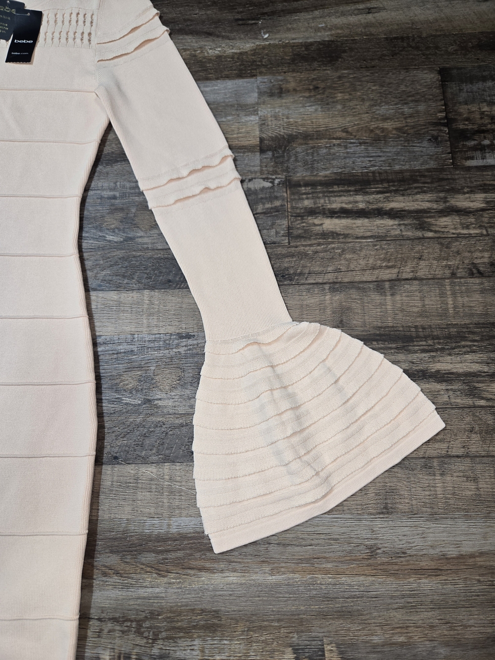 bebe Blush One-Shoulder Bell-Sleeve Bandage Dress - Picture 4 of 8